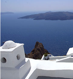 View of the Volcano from the terraces at Kamares Apartments
